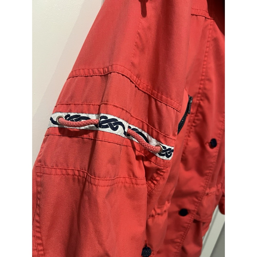 Vintage Mulberry Street Hooded Jacket Red Navy White Size Medium Sailing - Picture 3 of 9